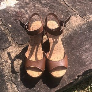 Brown leather Lucky Brand wedges